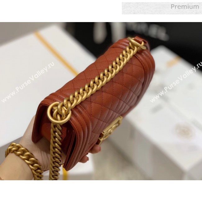 Chanel Quilted Origial Haas Caviar Leather Small Boy Flap Bag Caramel with Matte Gold Hardware(Top Quality) (MH-0031730)