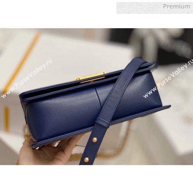 Chanel Quilted Origial Haas Caviar Leather Medium Boy Flap Bag Blue with Matte Gold Hardware(Top Quality) (MH-0031731)