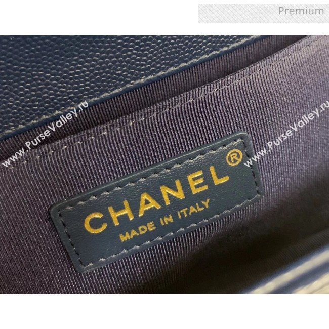 Chanel Quilted Origial Haas Caviar Leather Medium Boy Flap Bag Blue with Matte Gold Hardware(Top Quality) (MH-0031731)