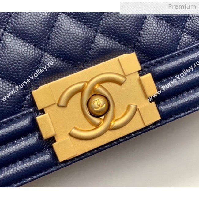 Chanel Quilted Origial Haas Caviar Leather Medium Boy Flap Bag Blue with Matte Gold Hardware(Top Quality) (MH-0031731)