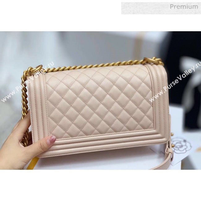 Chanel Quilted Origial Haas Caviar Leather Medium Boy Flap Bag Apricot with Matte Gold Hardware(Top Quality) (MH-0031733)