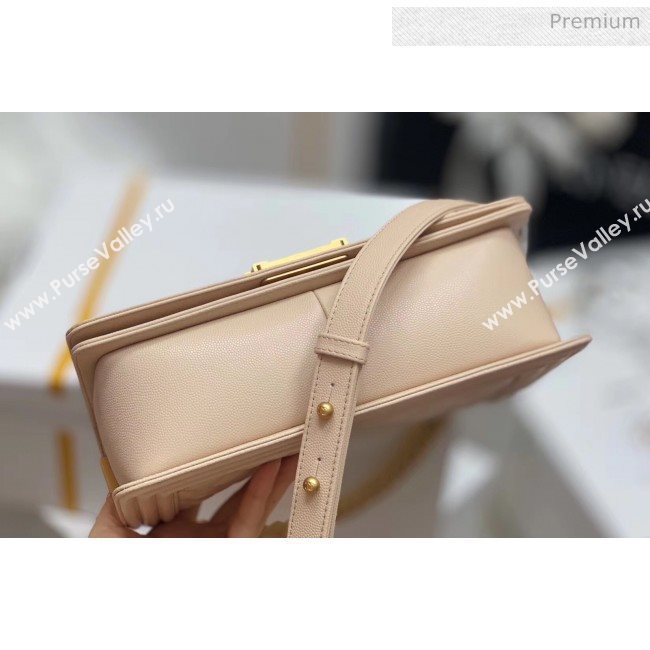 Chanel Quilted Origial Haas Caviar Leather Medium Boy Flap Bag Apricot with Matte Gold Hardware(Top Quality) (MH-0031733)