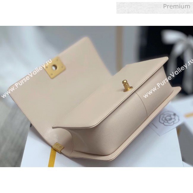 Chanel Quilted Origial Haas Caviar Leather Medium Boy Flap Bag Apricot with Matte Gold Hardware(Top Quality) (MH-0031733)