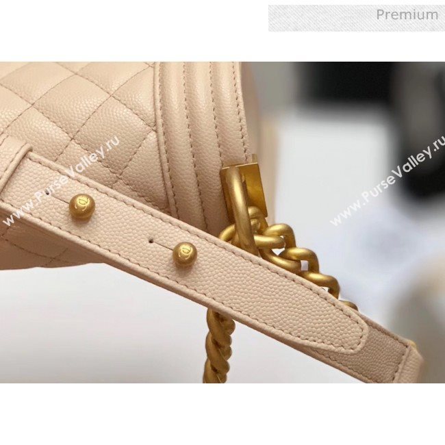 Chanel Quilted Origial Haas Caviar Leather Medium Boy Flap Bag Apricot with Matte Gold Hardware(Top Quality) (MH-0031733)