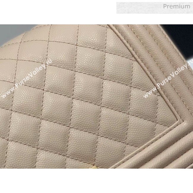 Chanel Quilted Origial Haas Caviar Leather Medium Boy Flap Bag Apricot with Matte Gold Hardware(Top Quality) (MH-0031733)