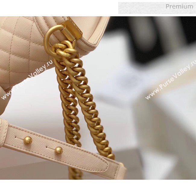 Chanel Quilted Origial Haas Caviar Leather Medium Boy Flap Bag Apricot with Matte Gold Hardware(Top Quality) (MH-0031733)