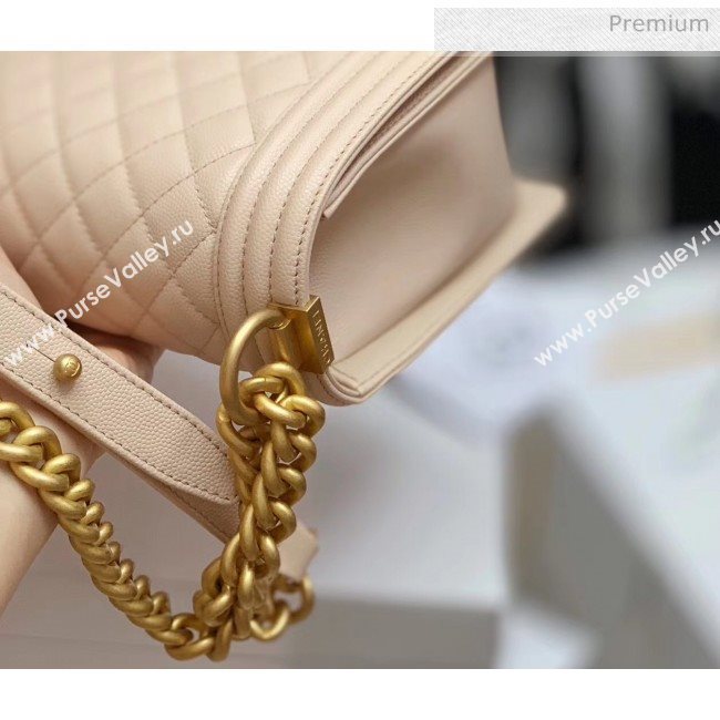 Chanel Quilted Origial Haas Caviar Leather Medium Boy Flap Bag Apricot with Matte Gold Hardware(Top Quality) (MH-0031733)