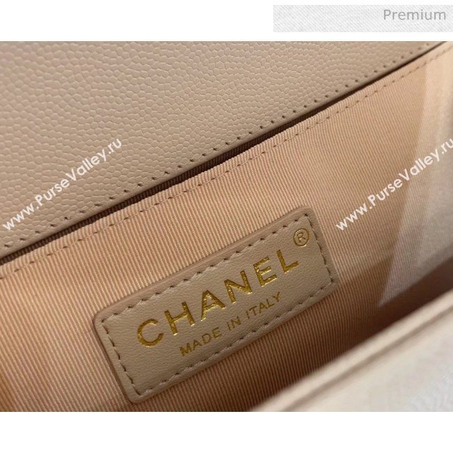 Chanel Quilted Origial Haas Caviar Leather Medium Boy Flap Bag Apricot with Matte Gold Hardware(Top Quality) (MH-0031733)