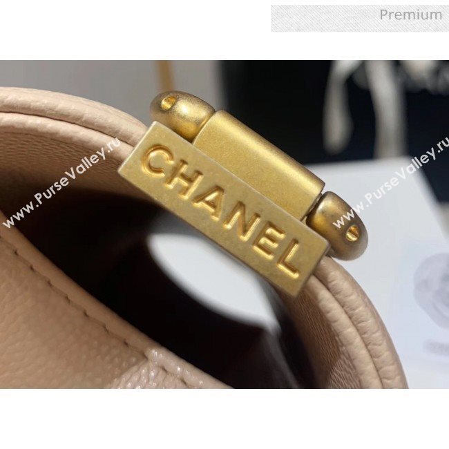 Chanel Quilted Origial Haas Caviar Leather Medium Boy Flap Bag Apricot with Matte Gold Hardware(Top Quality) (MH-0031733)