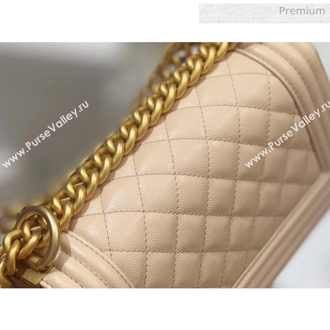 Chanel Quilted Origial Haas Caviar Leather Small Boy Flap Bag Apricot with Matte Gold Hardware(Top Quality) (MH-0031734)