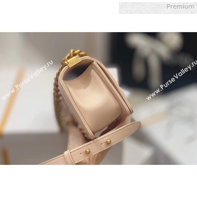 Chanel Quilted Origial Haas Caviar Leather Small Boy Flap Bag Apricot with Matte Gold Hardware(Top Quality) (MH-0031734)