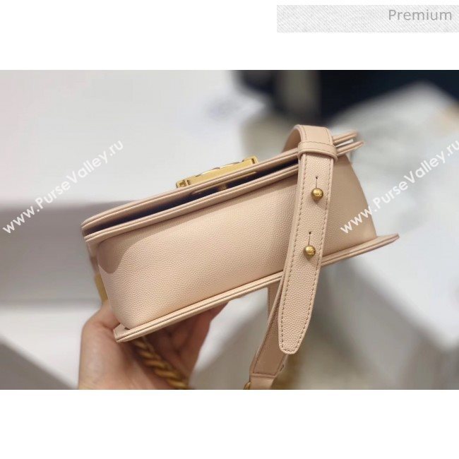 Chanel Quilted Origial Haas Caviar Leather Small Boy Flap Bag Apricot with Matte Gold Hardware(Top Quality) (MH-0031734)