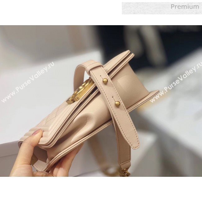 Chanel Quilted Origial Haas Caviar Leather Small Boy Flap Bag Apricot with Matte Gold Hardware(Top Quality) (MH-0031734)