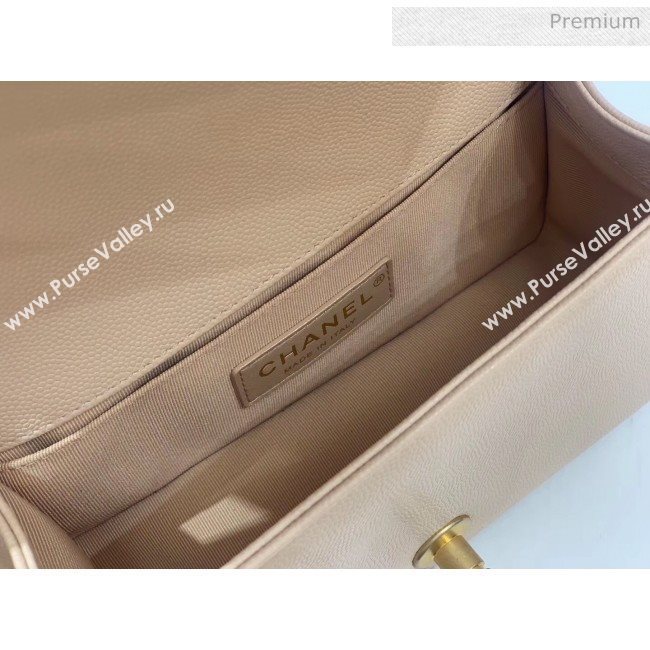 Chanel Quilted Origial Haas Caviar Leather Small Boy Flap Bag Apricot with Matte Gold Hardware(Top Quality) (MH-0031734)