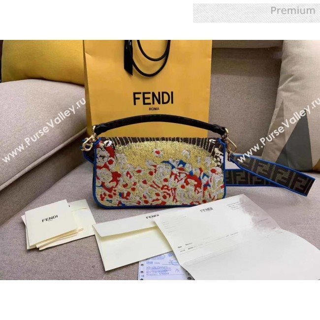 Fendi FF Embroidered and Sequin Medium Baguette Bag 2020 (HX-20032008)