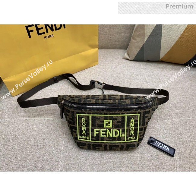 Fendi FF Logo Fabric Embroidery Belt Bag Yellow 2020 (HS-20032009)