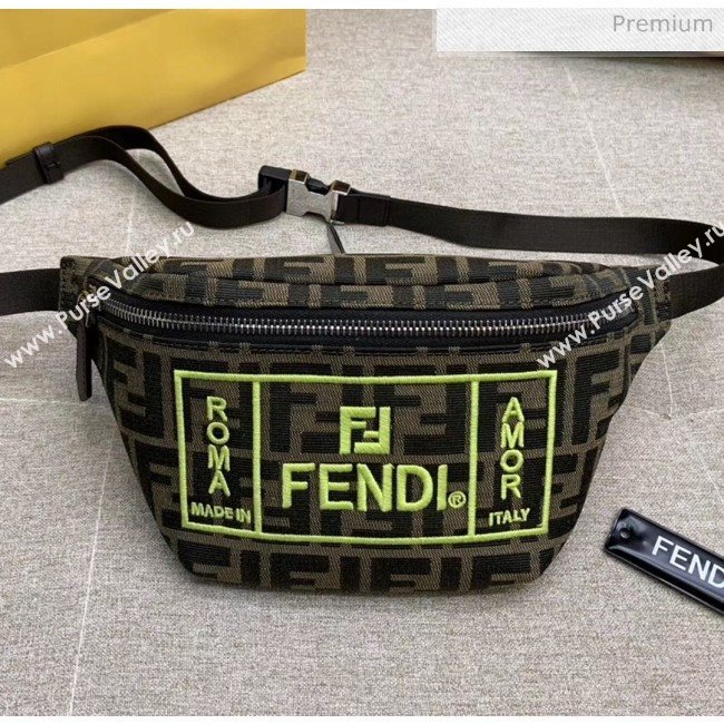 Fendi FF Logo Fabric Embroidery Belt Bag Yellow 2020 (HS-20032009)