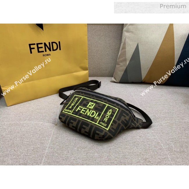Fendi FF Logo Fabric Embroidery Belt Bag Yellow 2020 (HS-20032009)