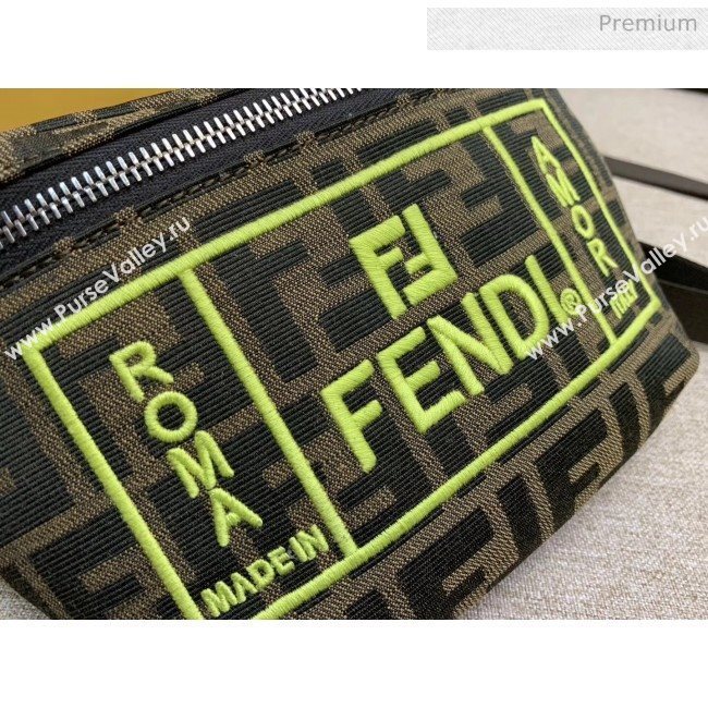 Fendi FF Logo Fabric Embroidery Belt Bag Yellow 2020 (HS-20032009)