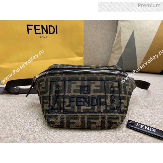 Fendi FF Logo Fabric Embroidery Belt Bag Black 2020 (HS-20032010)