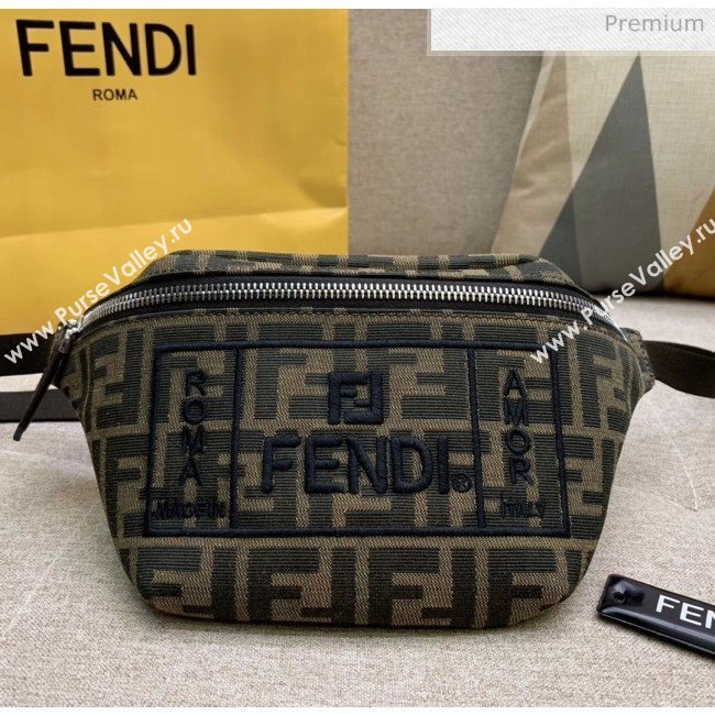 Fendi FF Logo Fabric Embroidery Belt Bag Black 2020 (HS-20032010)