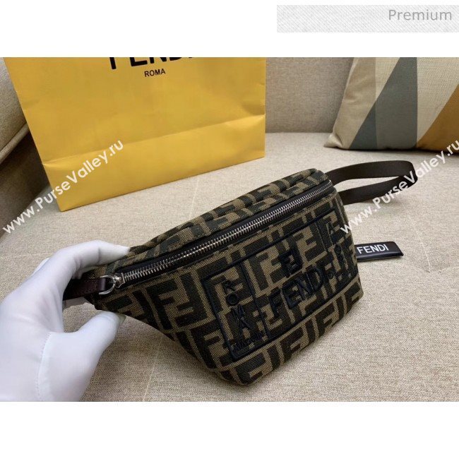 Fendi FF Logo Fabric Embroidery Belt Bag Black 2020 (HS-20032010)