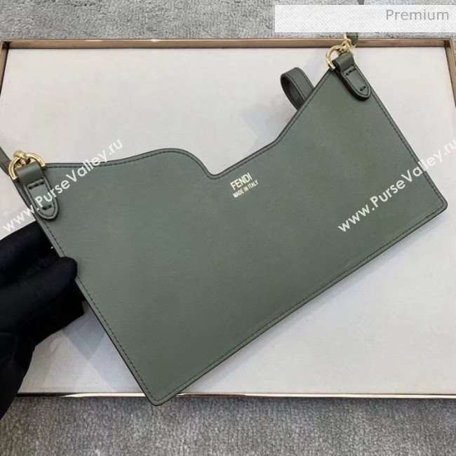 Fendi Leather Pockets Clutch/Shoulder Bag Green 2020 (CL-20032015)