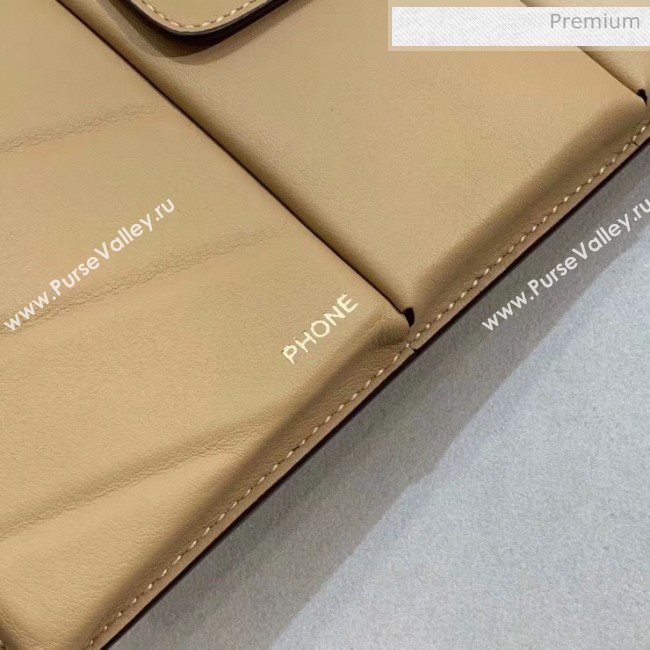 Fendi Leather Pockets Clutch/Shoulder Bag Apricot 2020 (CL-20032017)