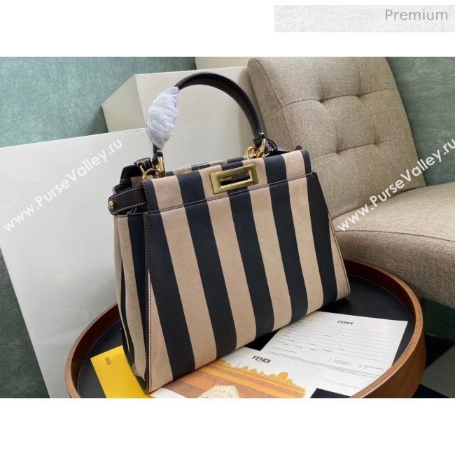 Fendi Pequin Striped Nubuck Leather Medium Peekaboo Bag 2019 (AFEI-20032018)