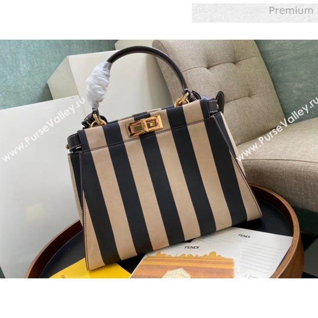 Fendi Pequin Striped Nubuck Leather Medium Peekaboo Bag 2019 (AFEI-20032018)