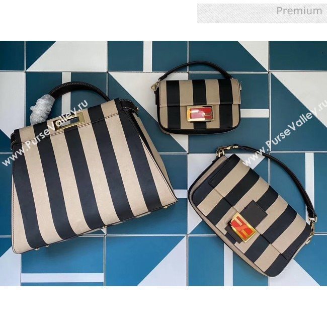 Fendi Pequin Striped Nubuck Leather Medium Peekaboo Bag 2019 (AFEI-20032018)