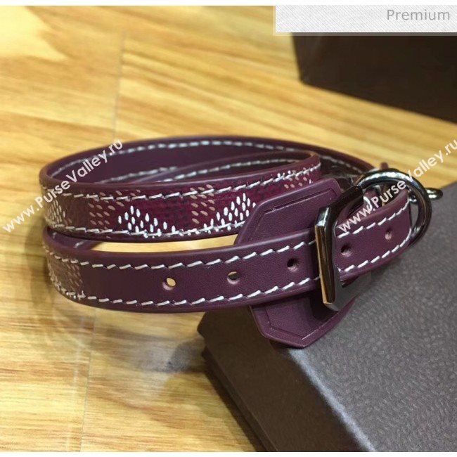 Goyard Edmond Leather Strap Bracelet Burgundy 2020 (TS-20032041)