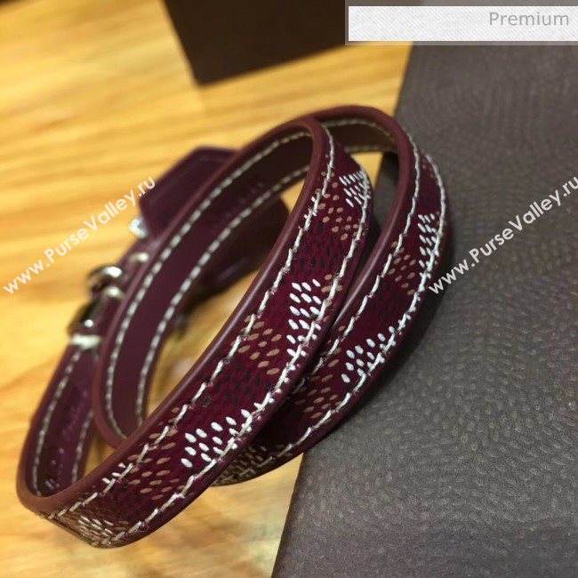 Goyard Edmond Leather Strap Bracelet Burgundy 2020 (TS-20032041)