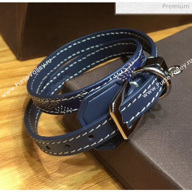 Goyard Edmond Leather Strap Bracelet Royal Blue 2020 (TS-20032043)