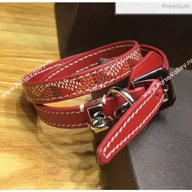 Goyard Edmond Leather Strap Bracelet Red 2020 (TS-20032046)
