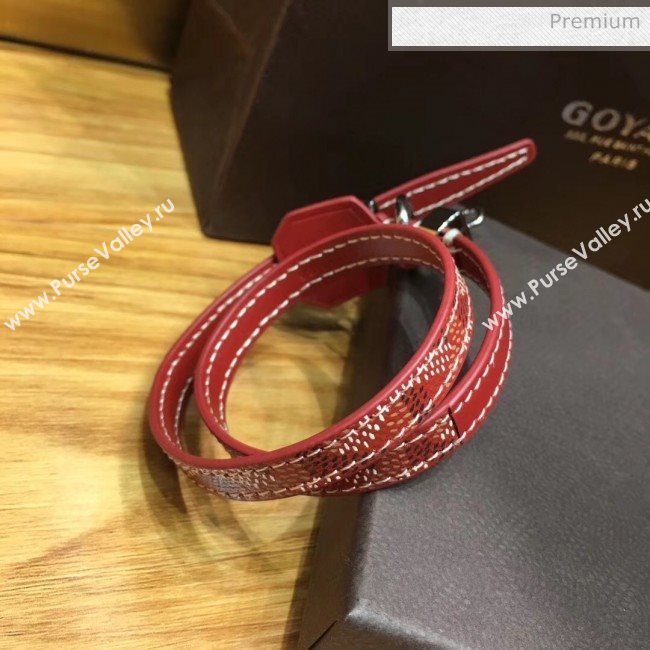 Goyard Edmond Leather Strap Bracelet Red 2020 (TS-20032046)