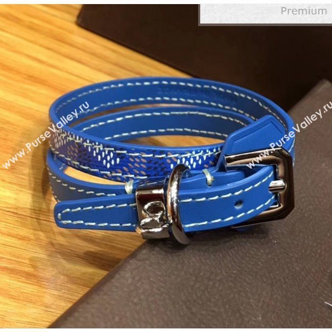 Goyard Edmond Leather Strap Bracelet Blue 2020 (TS-20032047)