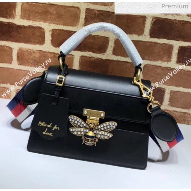 Gucci Queen Margaret GG Small Leather Top Handle Bag 476541 Black (DLH-20032113)