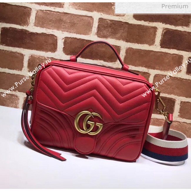 Gucci GG Marmont Matelassé Shoulder Bag 498100 Red (DLH-20032114)