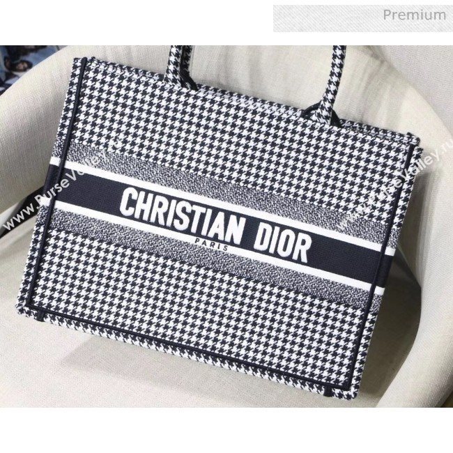 Dior Small Book Tote Bag in Houndstooth Embroidered Canvas 2019 (XXG-20031914)