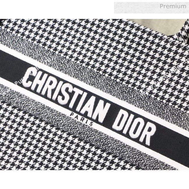 Dior Small Book Tote Bag in Houndstooth Embroidered Canvas 2019 (XXG-20031914)