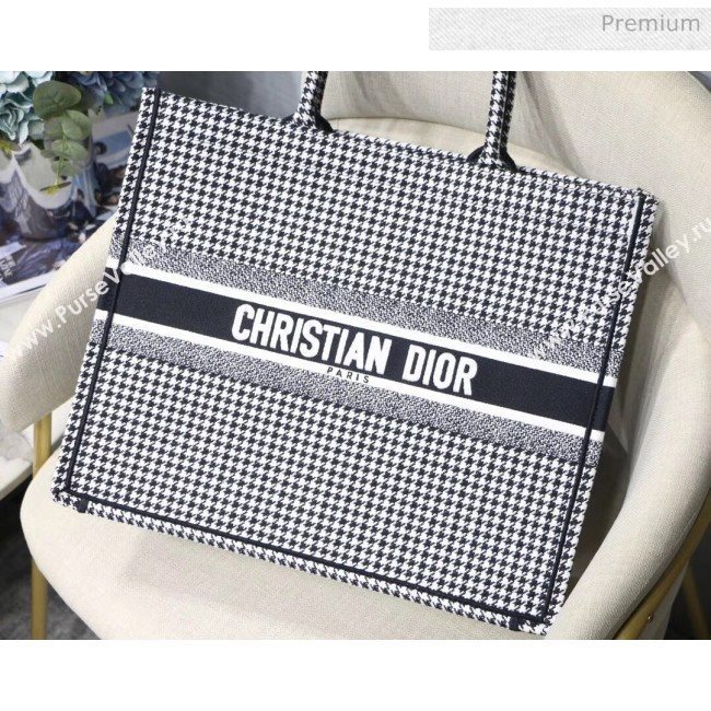 Dior Large Book Tote Bag in Houndstooth Embroidered Canvas 2019 (XXG-20031912)