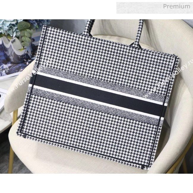 Dior Large Book Tote Bag in Houndstooth Embroidered Canvas 2019 (XXG-20031912)