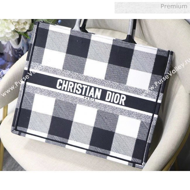 Dior Large Book Tote in Checked Canvas White 2019 (XXG-20031924)