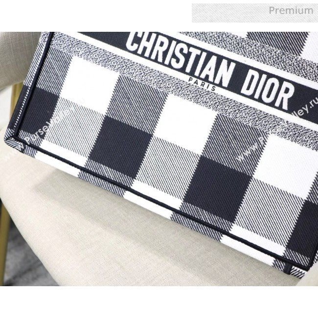 Dior Large Book Tote in Checked Canvas White 2019 (XXG-20031924)