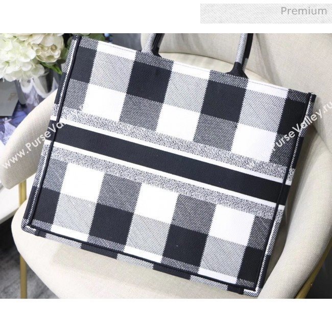 Dior Large Book Tote in Checked Canvas White 2019 (XXG-20031924)