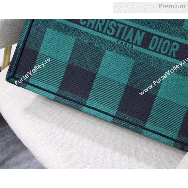 Dior Large Book Tote in Checked Canvas Green 2019 (XXG-20031922)