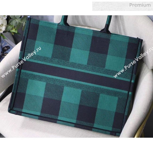 Dior Large Book Tote in Checked Canvas Green 2019 (XXG-20031922)