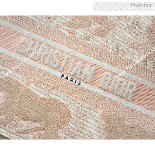 Dior Samll Book Tote Bag in Tiger Embroidered Canvas Pink 2019 (XXG-20031911)