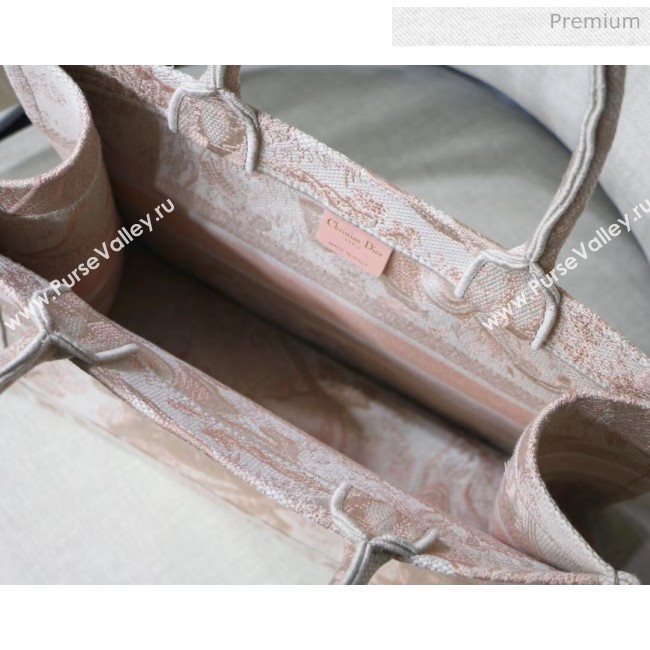 Dior Samll Book Tote Bag in Tiger Embroidered Canvas Pink 2019 (XXG-20031911)